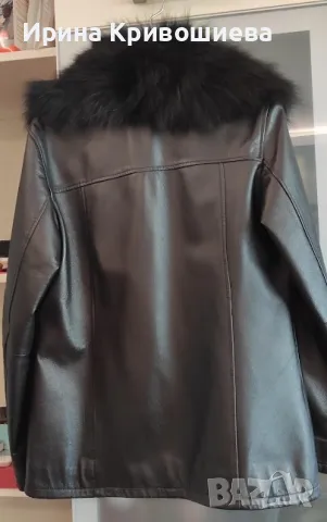 черно дамско яке от естествена кожа - М, снимка 2 - Якета - 49991884