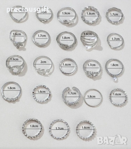 Комплект бижута - 23 броя пръстени, снимка 6 - Пръстени - 53083819