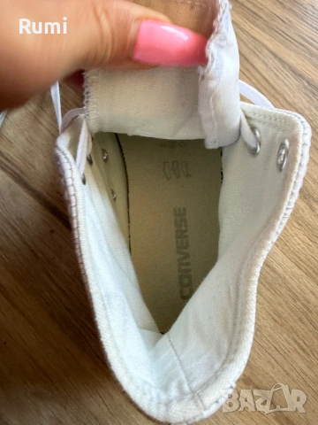 Оригинални кожени високи бели кецове Converse! 39 н, снимка 9 - Кецове - 24980084