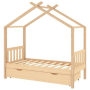 vidaXL Рамка за детско легло с чекмедже, борово дърво масив, 80x160 см(SKU:322146