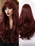 60 см Перука в червено бордо с бретон , снимка 1