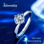AITERNITY 925 Сребърен Солитер Пръстен 1кт Диамант Мойсанит. Сертификат, снимка 1