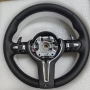 ME01 BMW M Sport кожен мултифункционален волан – M емблема, пера и трицветен шев + Airbag подарък, снимка 1