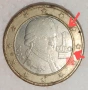 Австрийска евро монета от 1 евро от 2002г. с Моцарт,с грешки, снимка 3