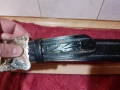 Стар американски кожен колан с посребрена тока катарама, снимка 3