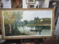 Голяма маслена творба на платно. Подписана испанска картина с дървена рамка с размери от снимките. Ц, снимка 6
