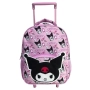 Ученическа раница на колелца Kuromi, Розов, 27x15x39см., снимка 1