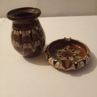 Комплект керамична ваза и пепелник от социализма , снимка 2 - Вази - 45797557