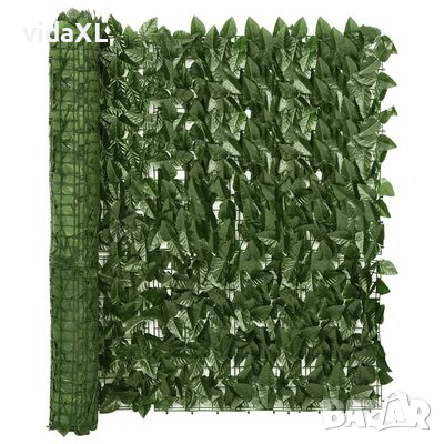 vidaXL Балконски параван с тъмнозелени листа, 600x100 см（SKU:315490, снимка 1