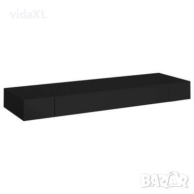 vidaXL Окачен стенен рафт с чекмедже, черен, 80x25x8 см（SKU:288206, снимка 1