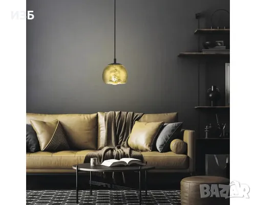 EGLO-Висяща лампа ALBARACCIN черно-златист цвят Ø19см В: 110 см, снимка 1