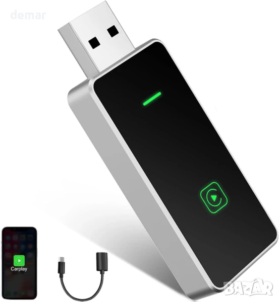 Безжичен Carplay адаптер за iPhone, от кабелен CarPlay към безжичен, снимка 1