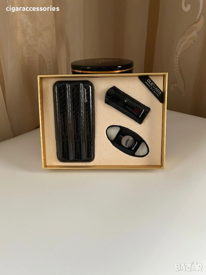 Guevara подаръчен комплект за пури – калъф, запалка и резачка, снимка 1