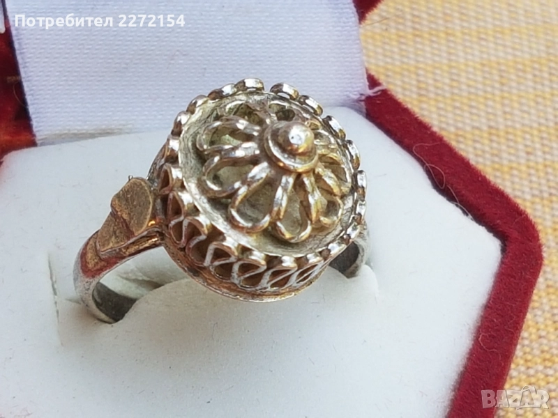 Сребърен пръстен с корона, снимка 1