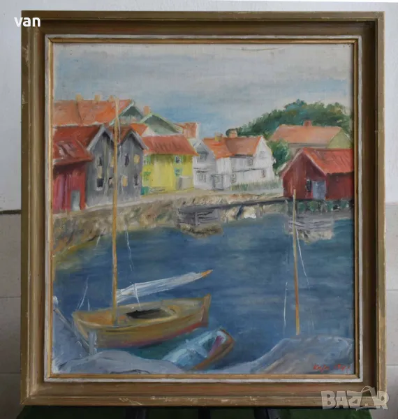 Стара авторска картина с маслени бои от 1941 г., снимка 1