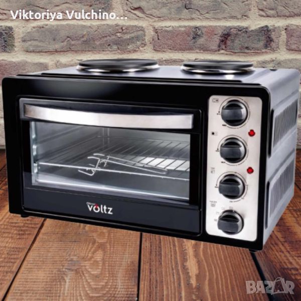 Готварска печка Voltz OV51441D45 с 2котлона-1000W\600W, 45л., черна, снимка 1