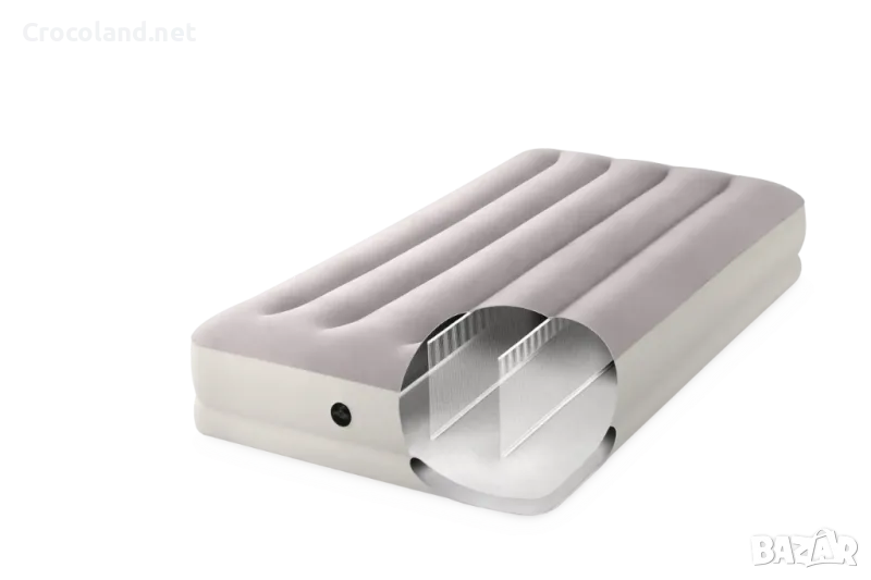 Надуваем матрак Intex Twin Dura-Beam Prestige Mid-rise Airbed USB150, 99 x 191 x 30 см светло сив, снимка 1