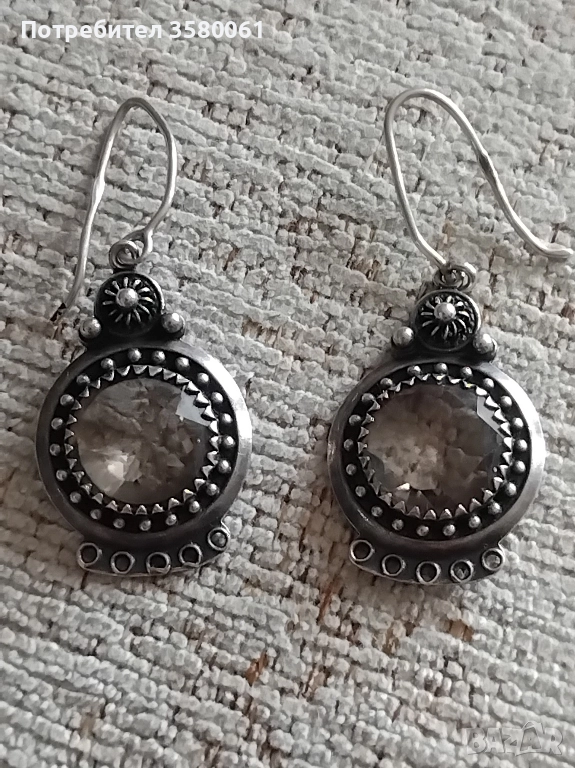 Руски сребърни обеци"Самовари" с планински кристал , снимка 1