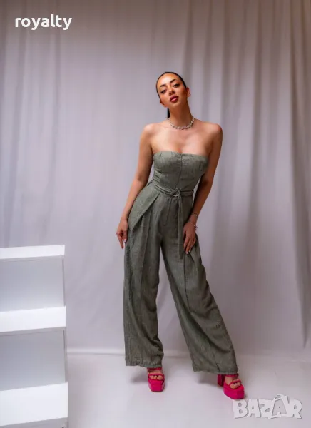 Стилен зелен дамски гащеризон , снимка 1