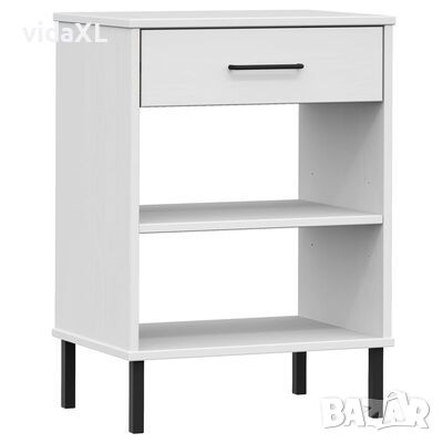 vidaXL Конзолно шкафче с метални крака бяло бор масив OSLO（SKU:351002, снимка 1