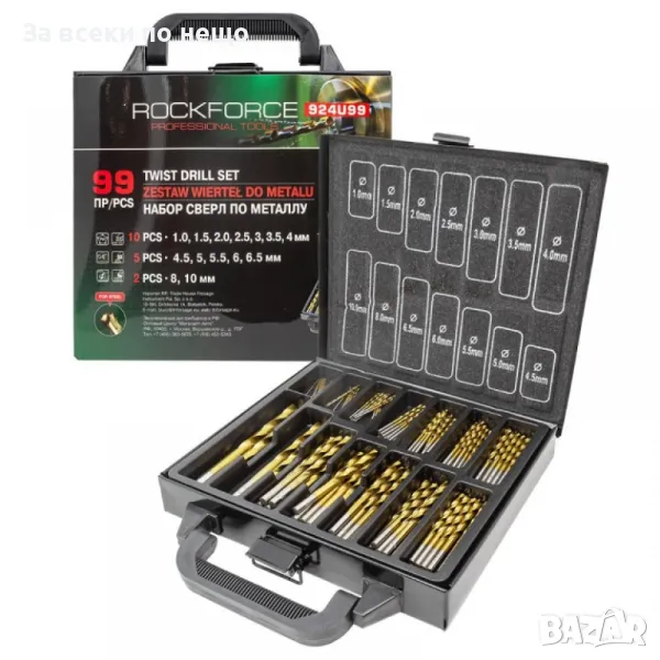 Професионален комплект свредла  бургии за метал RockForce 99 части, снимка 1