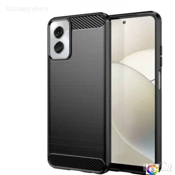 Motorola Moto G Power 2024 Удароустойчив Carbon Fiber Калъф и Протектор, снимка 1
