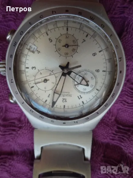 часовник швейцарски swatch aluminium chronograph, снимка 1