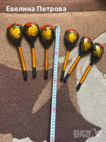 Дървени рисувани лъжици Хохлома, снимка 2 - Антикварни и старинни предмети - 51275169