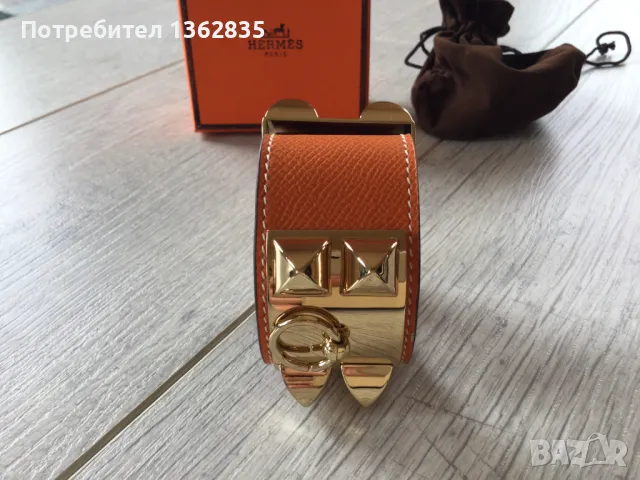 НОВА оранжева гривна от естествена кожа HERMES Paris Collier de Chien, снимка 10 - Гривни - 47129137