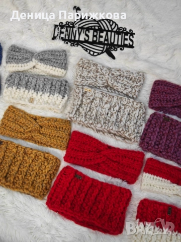 Ръчно плетен комплект лента за глава и снуд шал  модел Ариа в 5 размера, снимка 5 - Шалове - 52622415