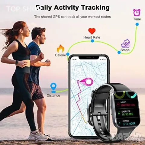 Нов Смарт часовник 1,69 инча Мъже Жени Подарък iOS Android, снимка 5 - Смарт гривни - 49956844