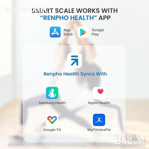 ПРОМОЦИЯ Смарт кантар RENPHO SMART SCALE ES-30M, закалено стъкло, BMI, снимка 6 - Друга електроника - 46511261