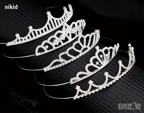 5 вида сребрист венец диадема детска дамска метална 