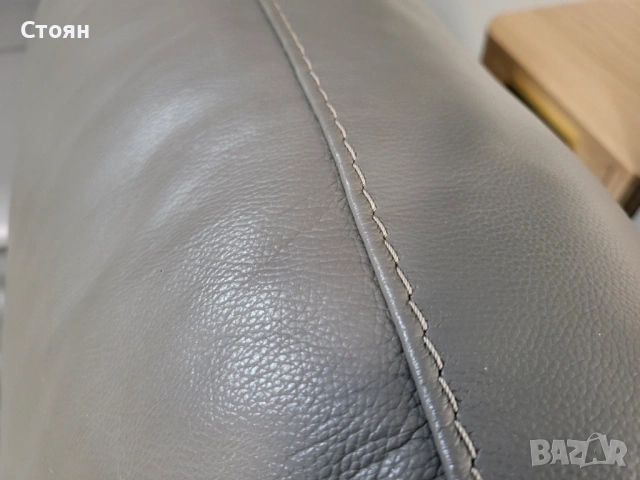 Сив кожен комплект дивани тройка и двойка с ел. релакс механизъм, снимка 9 - Дивани и мека мебел - 53730337