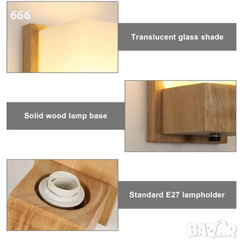 Стенен аплик, E27,, снимка 4 - Лампи за стена - 54281415