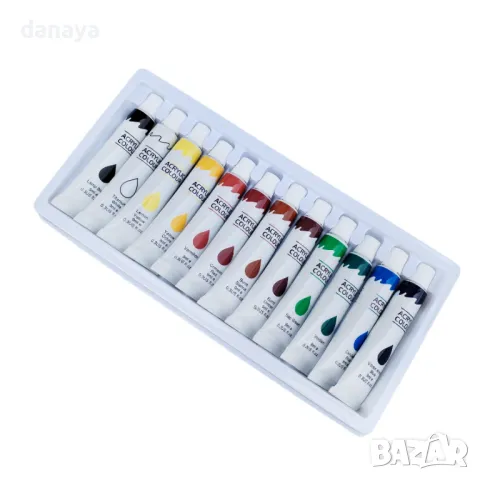 5091 Акрилни бои Acrylic, 9ml, 12 цвята, снимка 5 - Ученически пособия, канцеларски материали - 47187590