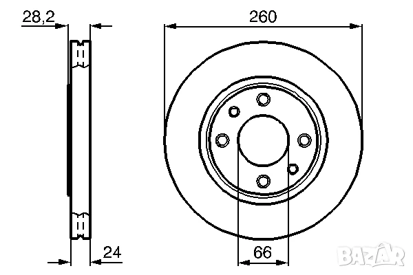 Диск спирачен преден дeсен/ляв за PEUGEOT 406 1.6-2.1D 11.95-10.04г.№ P1201V, снимка 3 - Части - 50726632