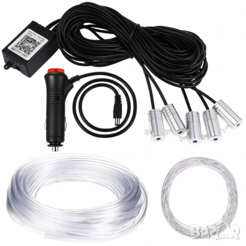 RGB LED осветление за интериор на автомобил с Bluetooth управление и музикален режим A6139, снимка 6 - Други - 51948554