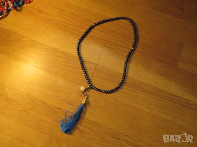 османска броеница, тъмносиня османска броеница със златисти орнаменти , турска броеница  с 99 