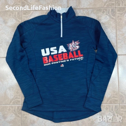 Дамска спортна блуза Majestic с 1/4 цип тъмносиньо размер S, снимка 7 - Блузи с дълъг ръкав и пуловери - 53155677