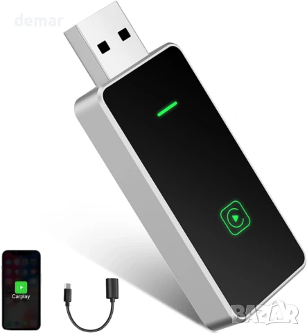 Безжичен Carplay адаптер за iPhone, от кабелен CarPlay към безжичен, снимка 1
