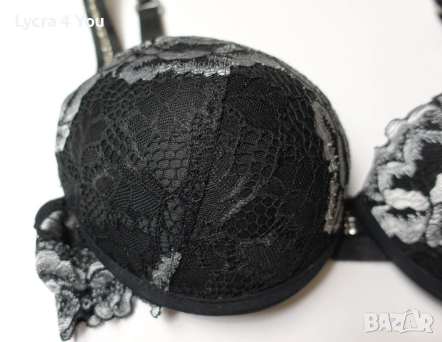 MED луксозен черен сутиен със сива дантела и камъни, снимка 5 - Бельо - 53686143