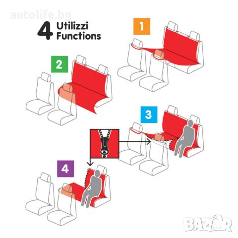 4в1 Протектор за задна седалка за домашни любимци и др. 1,45м х 1,50м LAMPA, снимка 5 - Аксесоари и консумативи - 45667386