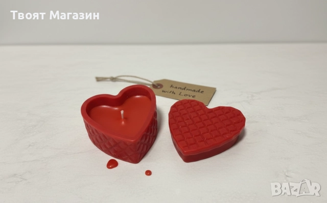 Луксозна червена свещ от соев восък във формата на релефно сърце, снимка 5 - Романтични подаръци - 52859338