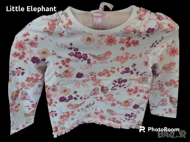 Блузка с дълъг ръкав за 3-4 год мом птички,цветчета и копчета,"Animals",Англия/нова