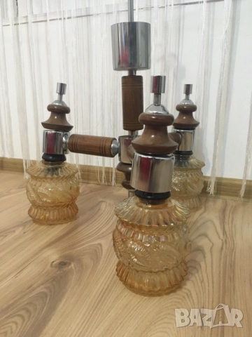 Полилей от дърво и хром, снимка 2 - Антикварни и старинни предмети - 52886704