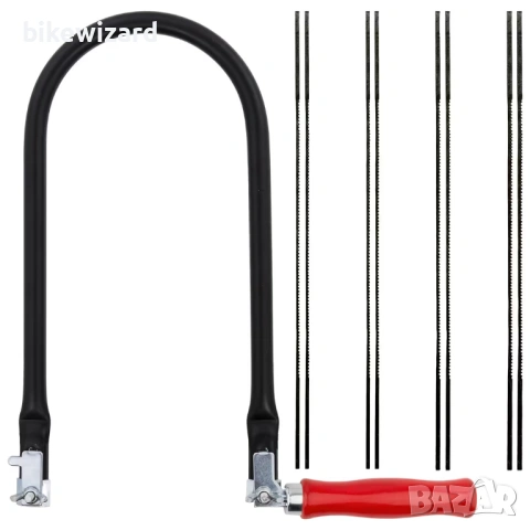 Комплект циркулярни триони с 8 остриета и рамка за метал и дърво прецизни разрези дървена дръжка НОВ