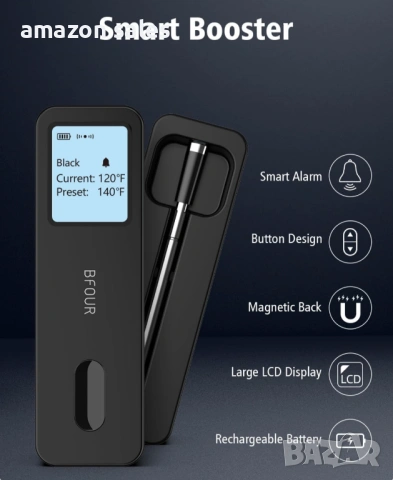Безжичен Smart термометър за месо BFOUR BF-30 с голям LCD дисплей,100 м безжично управление, снимка 2 - Барбекюта - 54089056