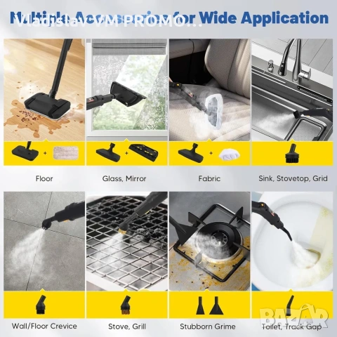 Парочистачка 2500W с въртящи се колелца, 3-степенно,загряване 10S, налягане 4 бара,1.6л., снимка 2 - Парочистачки и Водоструйки - 54127798