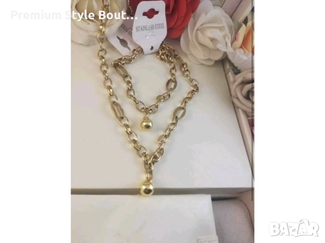 комплект колие и обеци от медицинска стомана 